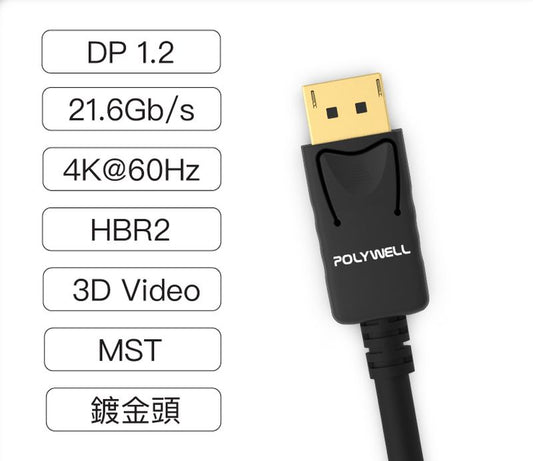 DP線 1.2版 1米~5米 4K60Hz UHD Displayport 傳輸線