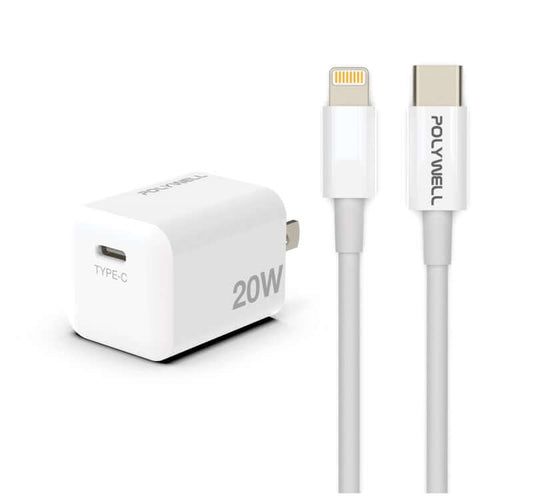 20W PD迷你快充組 充電頭+充電線 適用蘋果iPhone 安卓QC3.0