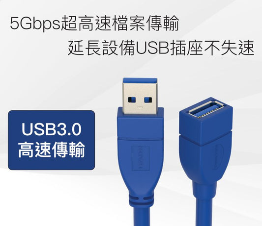 USB3.0 Type-A公對A母 50公分~5米 高速延長線 3A 5Gbps