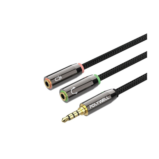 3.5mm 音源轉接線 1公2母 25公分 分接線 Y-Cable 轉耳機麥克風