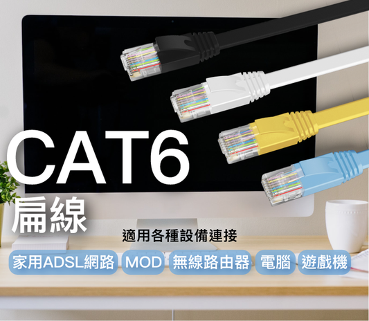 CAT6扁線 30公分~20米 高速網路線 RJ45 福祿克認證