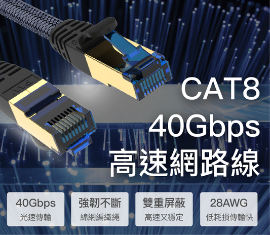 CAT8 超高速網路線 50公分~10米 40Gbps RJ45 福祿克認證