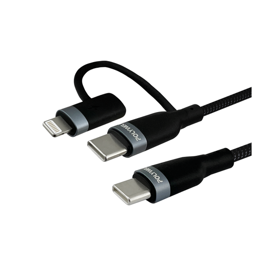 USB-C To C+Lightning 二合一PD編織快充線 1米~2米